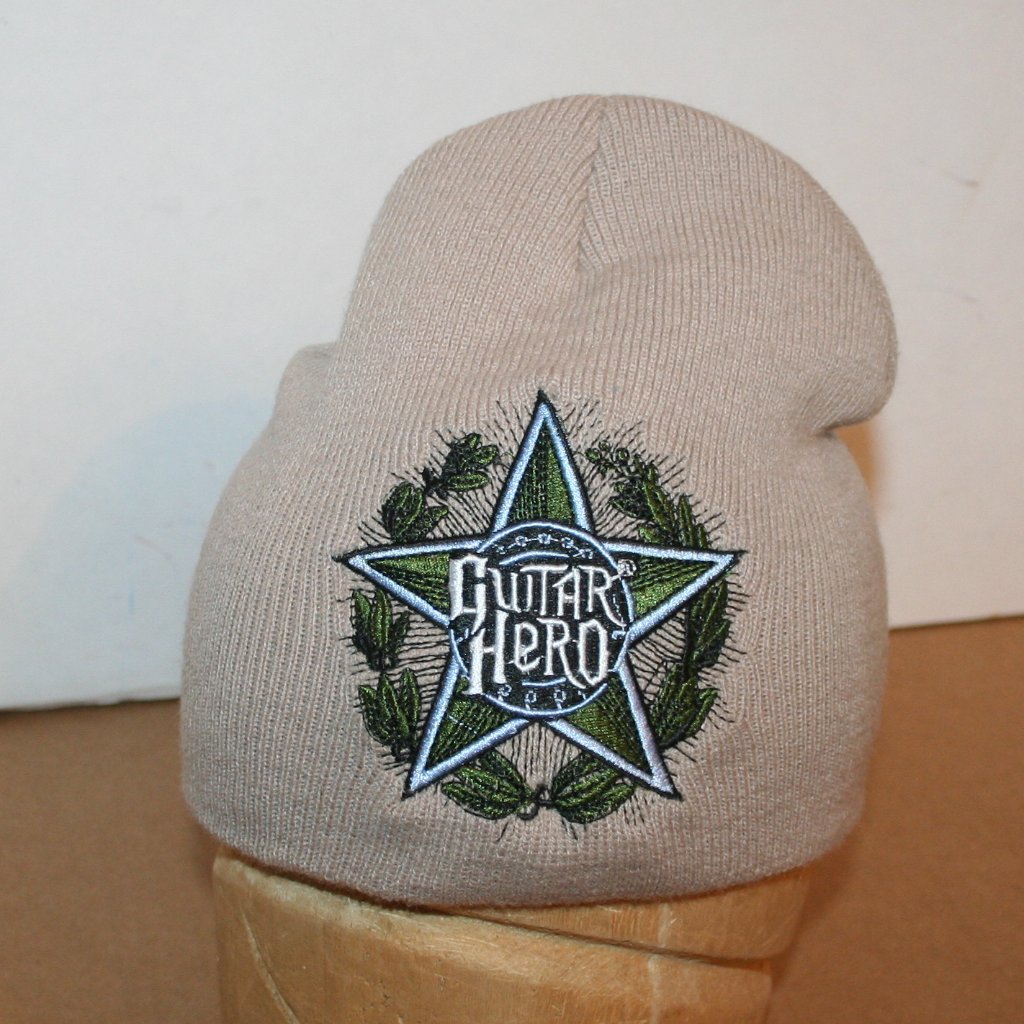 Guitar Hero Beige Embroidered Logo Beanie Hat Cap Hat  Sz One Size Nwt